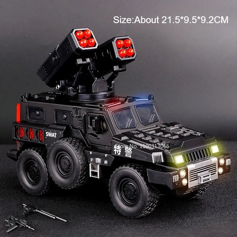 1:50 Double Turret Armored Cars Toys Models Alloy Diecasting with Light Music Miniature Panzer Vehicles for Boys Festival Gifts