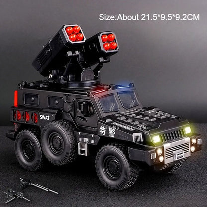 1:50 Double Turret Armored Cars Toys Models Alloy Diecasting with Light Music Miniature Panzer Vehicles for Boys Festival Gifts