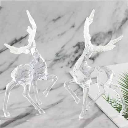 Shining Crystal Elk Figurines Christmas Reindeer Fairy Animal Mini Elk Sika Deer Home Shop Display Cabinet Ornaments Cake Decor