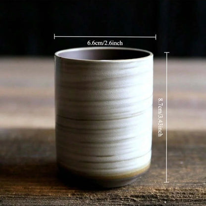 Hand-Painted Crackle Glaze Stoneware Mug for Coffee & Tea - Retro Chinese Gongfu & Japanese-Inspired Home Brewing Ceramic Cup