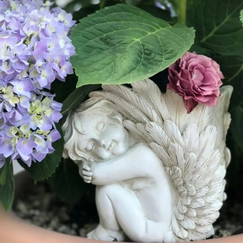 Little angel flower pot Art Vase Molds Handmade Cement Silicone Flowerpot Pen Holder Concrete big wing cupid Planter Mould