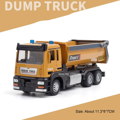 1:32 Tipper Trucks Flatbed Trailer Toys Cars Models Rubber Tires Light Music Dump Truck Pull Back Vehicle Boys Educational Toys