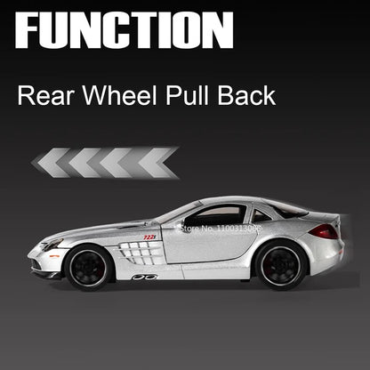 1:32 SLR 772S SLS Toys Model Sports Cars Alloy Diecast with Light Sound Vehicle Wheel Pull Back Miniature Car Boys Perfect Gifts
