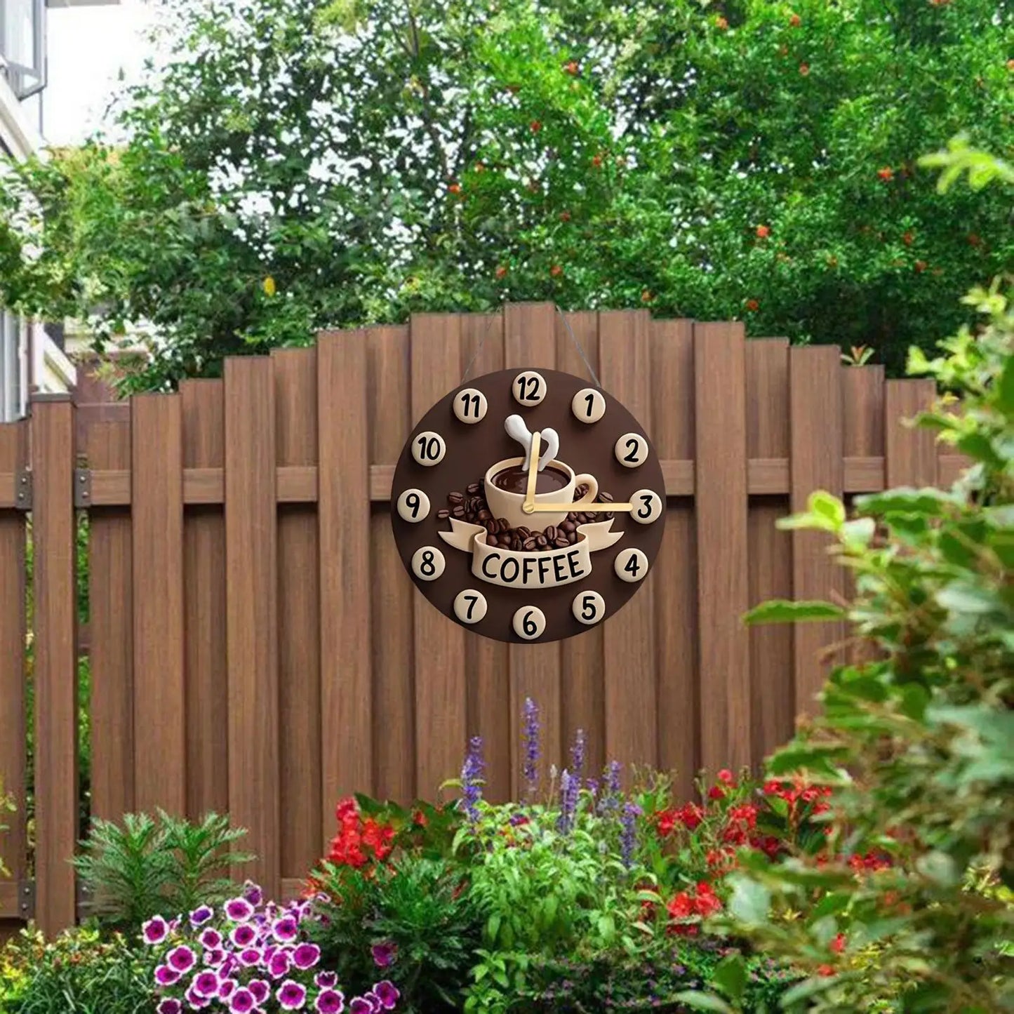 Coffee Cup Clock Hanging Ornament 2D Craft Creative Collection Decorative for