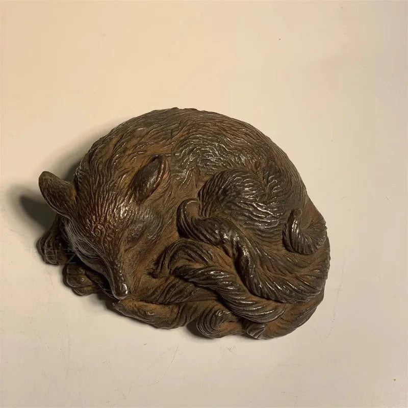 Chinese Retro Nine-tailed Fox Decorative Ornaments Tea Pet Statue Table Decoration and Accessories Art Figurine Decor Sculpture