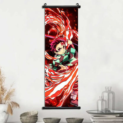 D-Demon Slayer Kamado Tanjirou Scroll Canvas Wall Hanging Painting Home Decor Anime Poster Wall Room Decoration Decro Wallpaper