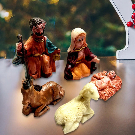 Set of 5 Birth of Jesus Christmas Ornament Catholic Nativity Figurines Set