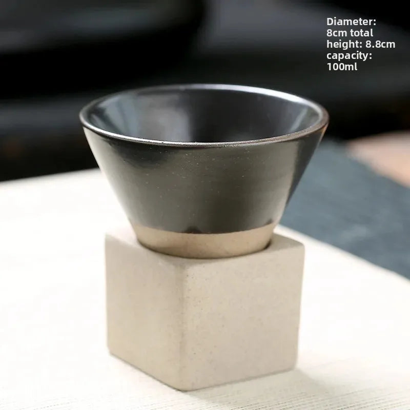 Creative coffee cup Japanese coarse pottery teacup cross-border explosion ceramic mug retro water cup conical cup