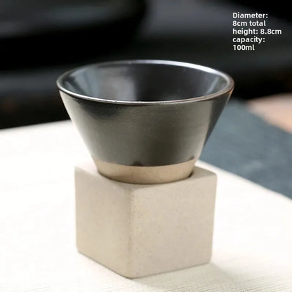 Creative coffee cup Japanese coarse pottery teacup cross-border explosion ceramic mug retro water cup conical cup