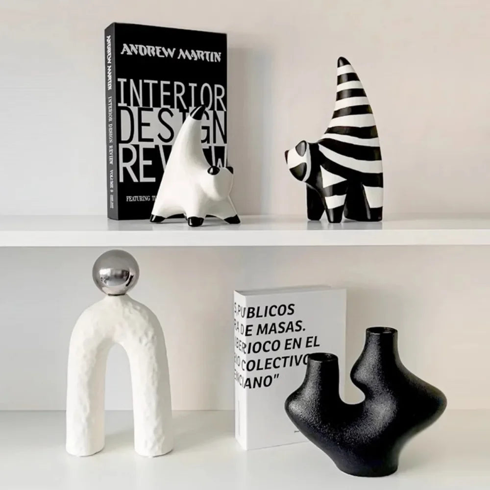 Livetai Wabi-Sabi Ceramic Abstract Sculpture,Handmade Irregular Decorative Ornament for Modern Home Decor, Bookshelf, Bar,