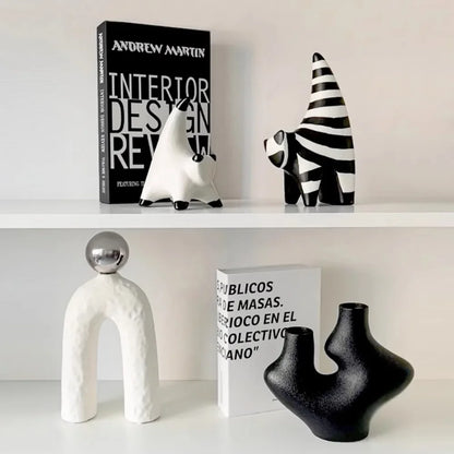 Livetai Wabi-Sabi Ceramic Abstract Sculpture,Handmade Irregular Decorative Ornament for Modern Home Decor, Bookshelf, Bar,