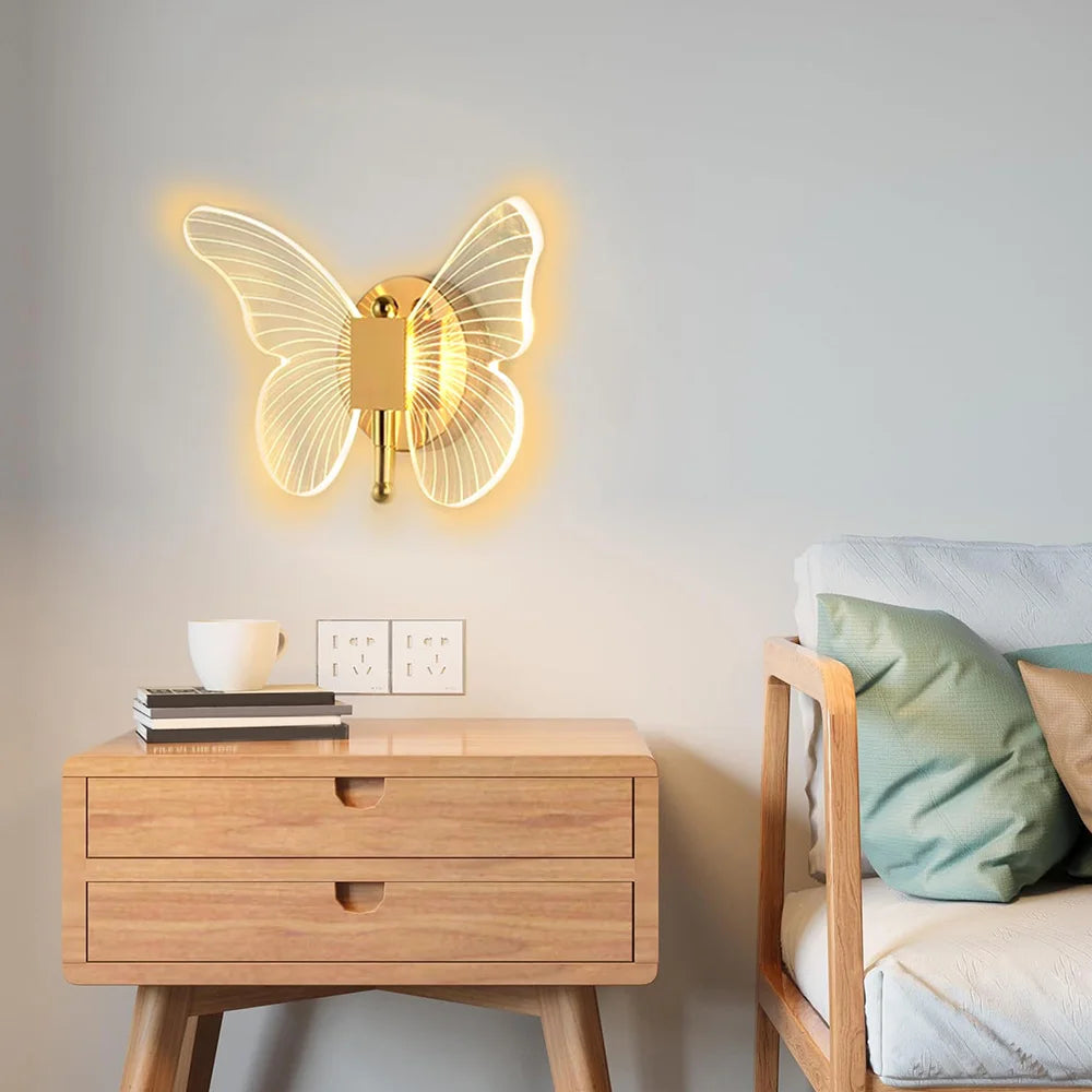 LED Wall Lamp Butterfly Pendant Light Indoor Lighting Home Bedroom Bedside Table Living Room Nordic Interior Decor Wall Lights