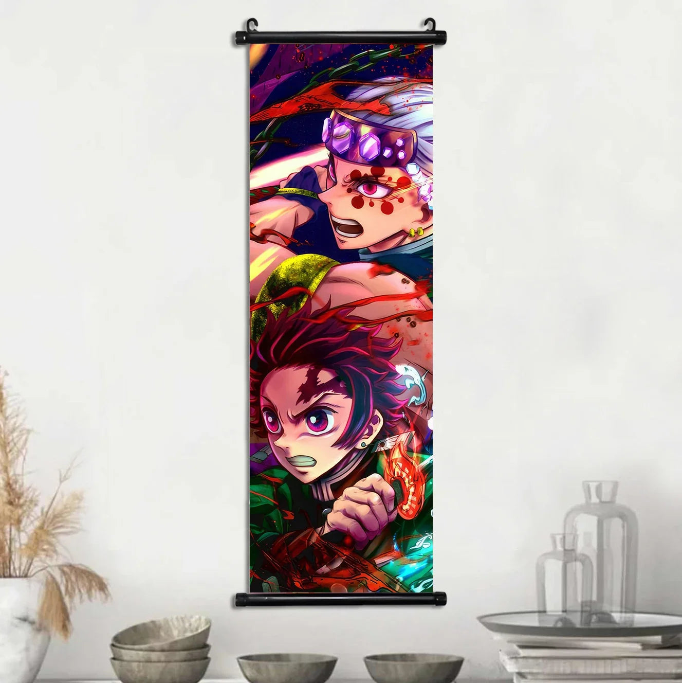 D-Demon Slayer Kamado Tanjirou Scroll Canvas Wall Hanging Painting Home Decor Anime Poster Wall Room Decoration Decro Wallpaper