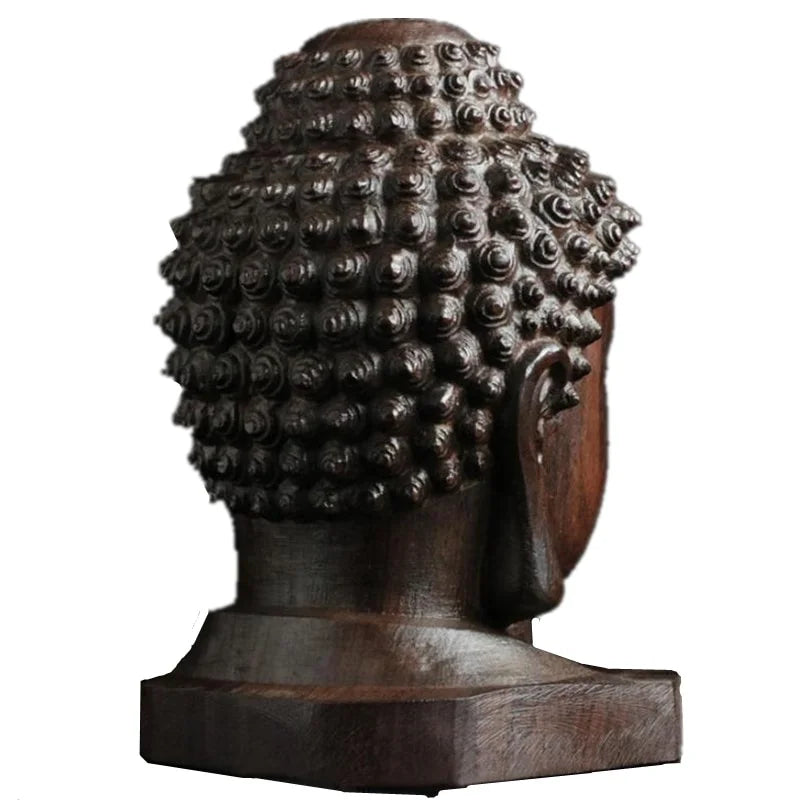 Statue Sakyamuni en bois de 2.36 pouces, 6cm, Statue de bouddha en bois, Figurines Tathagata créatives, artisanat de tête de bouddha indien en acajou