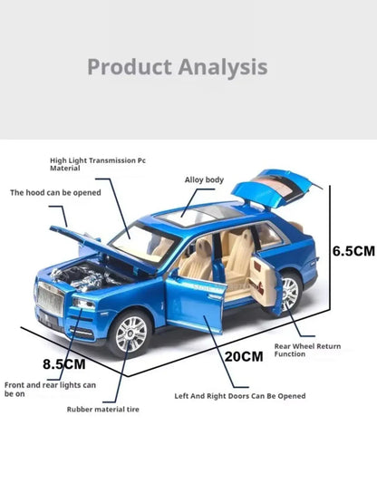 1:24 Scale Rolls-Royce Cullinan Police Cars Models Toys With Light Sound Wheel Pull Back Off-road Vehicles Boys Festival Gifts