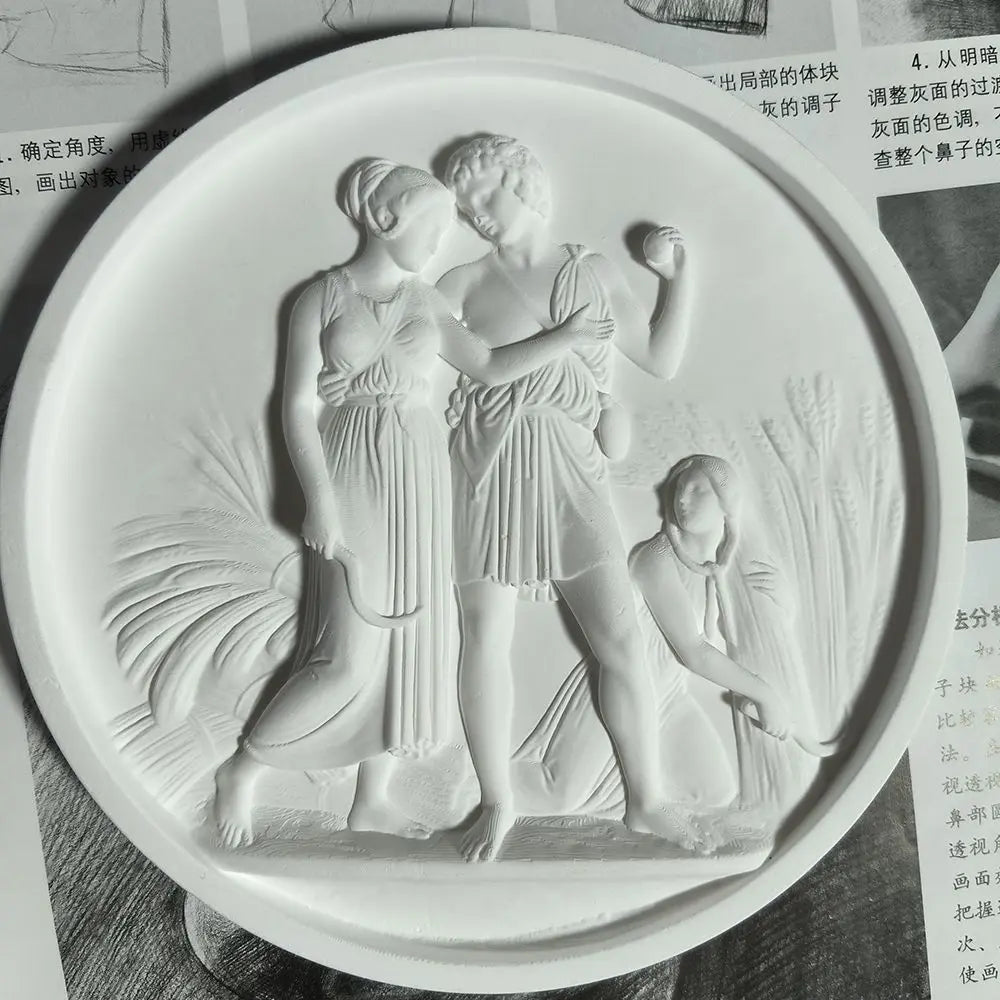 Creative Plaster Sculpture Desktop Small Ornaments Nordic Character Desktop Art Decoration Home Office Relief Painting