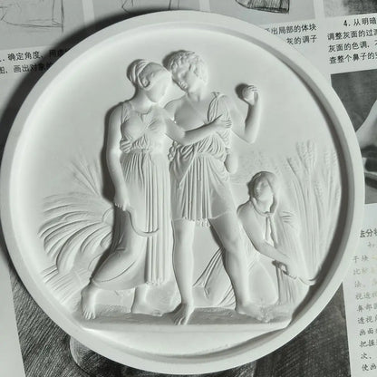 Creative Plaster Sculpture Desktop Small Ornaments Nordic Character Desktop Art Decoration Home Office Relief Painting