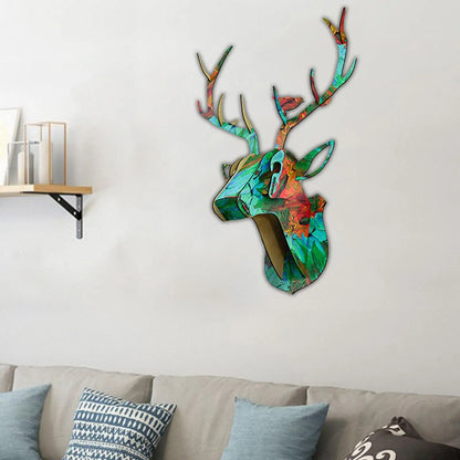 Deer head wall sculpture home decoration day 3d puzzle art statue christmas