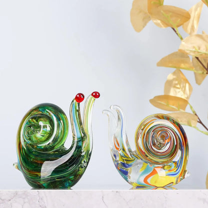 Glas-Schnecken-Skulptur, einzigartige handgefertigte bunte Murano-Reptilien-Statuen-Serie, Heimdekoration, Zubehör, Ornamente, Geschenke