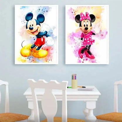 Disney Cartoon Poster Watercolor Canvas Painting Mickey Mouse Donald Duck Art Picture Wall Prints Mural Kids Room Decor Gifts