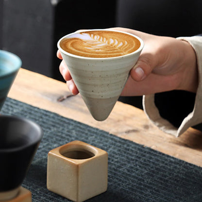 Japanese Coffee Cup with Saucer 1PC Retro Ceramic Tea Cup Mug Latte Espresso Pull0 Flower Cappuccino New Pottery Mug 100ml/3.5oz