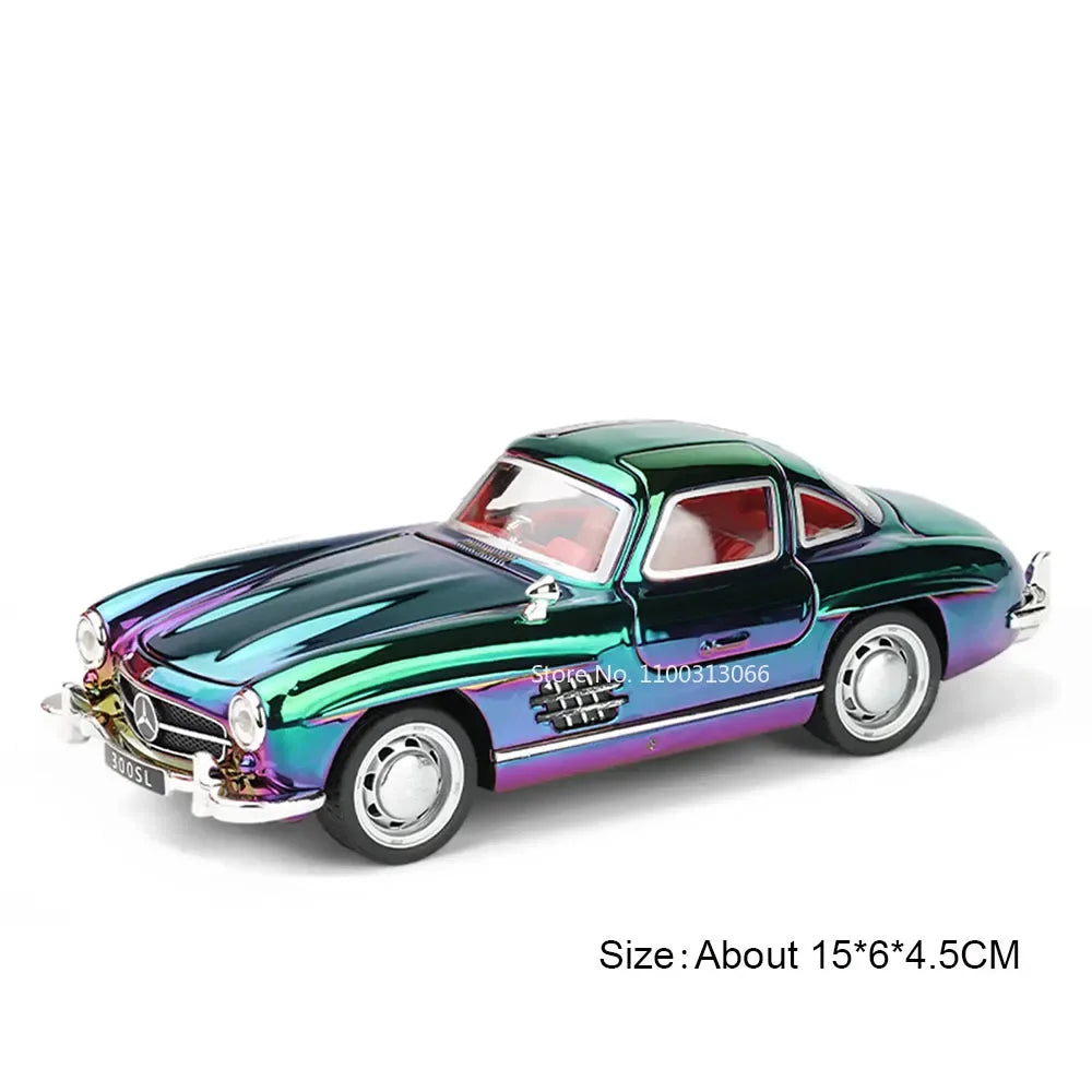 1:32 Alloy Diecast 300SL Toys Models Cars with Light Music Miniature Vintage Car Doors Opened Vehicles for Child Adult Gifts