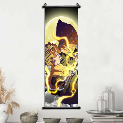 Demon Slayer Hashira Nezuko Agatsuma Zenitsu Inosuke Scroll Canvas Wall Hanging Painting Home Decor Anime Poster Wall Art Room