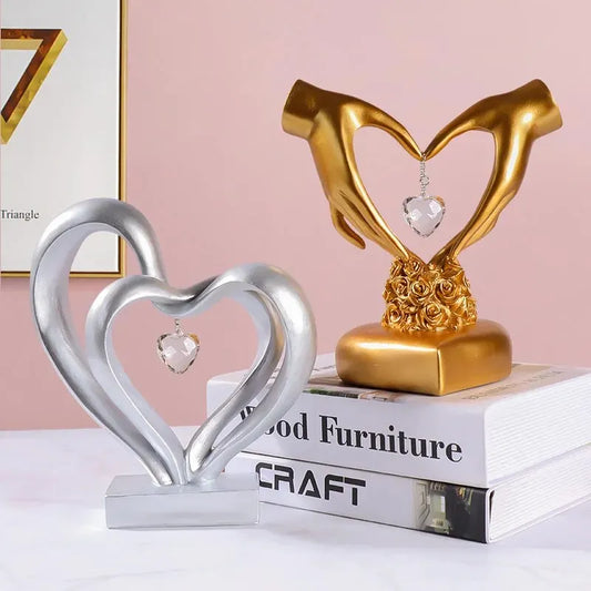 Heart Hands Sculpture Resin Gold Heart Hands Decor, Heart Hands Statue,for Modern Couple Bedroom Lvoe Centerpiece Living Room
