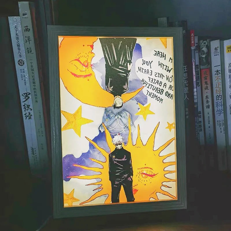 Anime Jujutsu Kaisen Figure Led veilleuse Anime Figurine cadre Photo peinture décor lumière chambre décoration cadeaux de noël