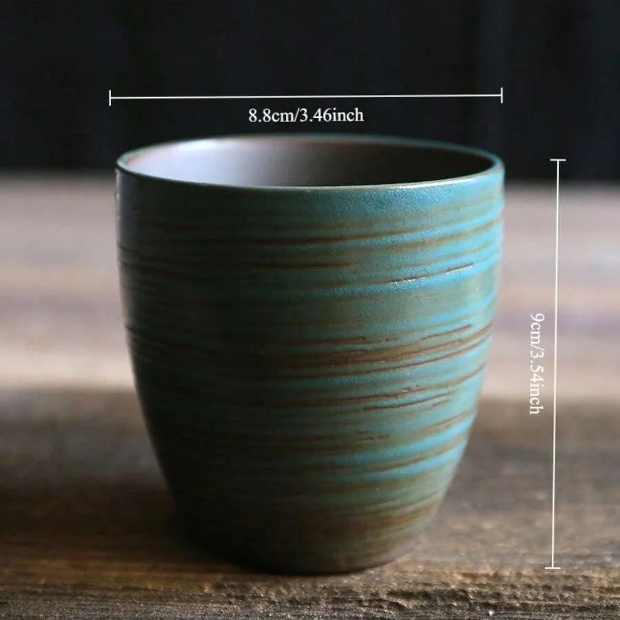 Hand-Painted Crackle Glaze Stoneware Mug for Coffee & Tea - Retro Chinese Gongfu & Japanese-Inspired Home Brewing Ceramic Cup