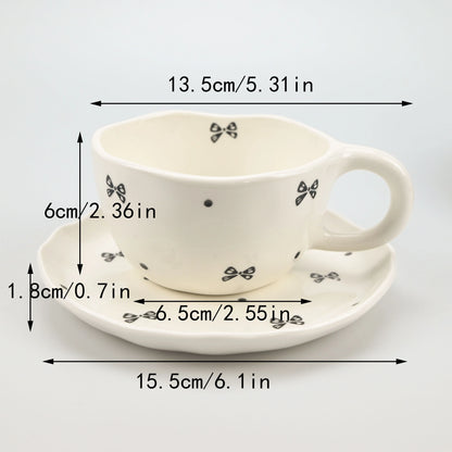 2PCS/Set High-end Coffee Cups And Saucers, High-value Ceramic Mugs, Business-style Latte Art Coffee Cups, Hand-pinched Cups