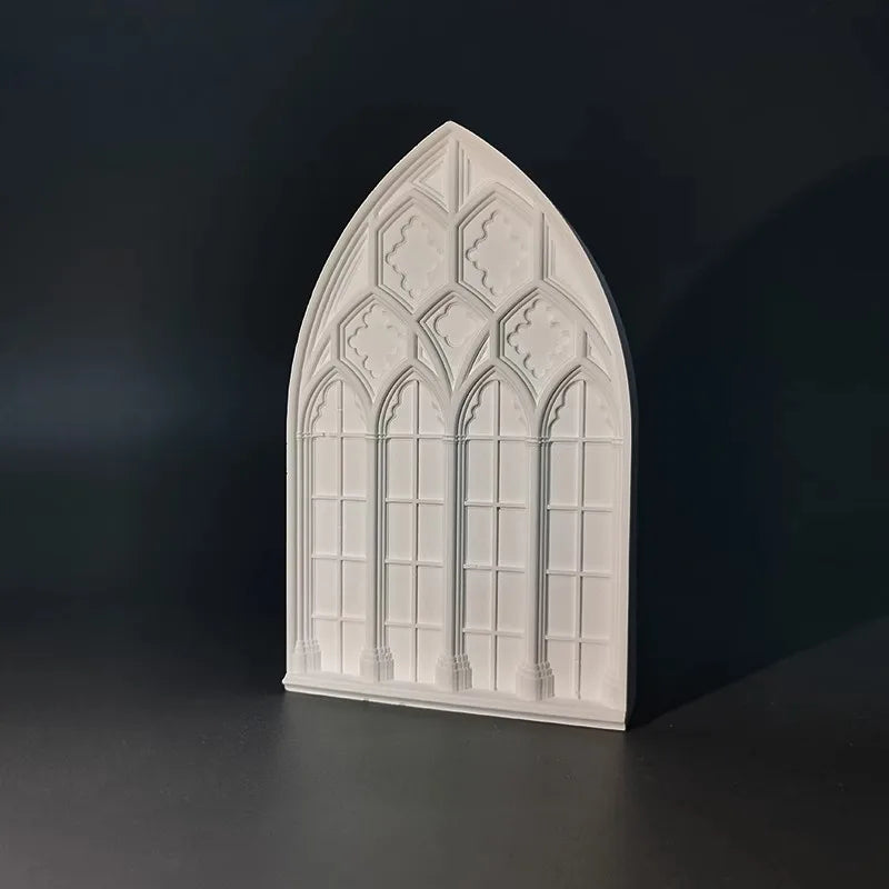 Gothic Church Window Plaster Relief Sculpture Nordic Desktop Art Aesthetic Room Decor Bookshelf Ornament Studio Photography Prop