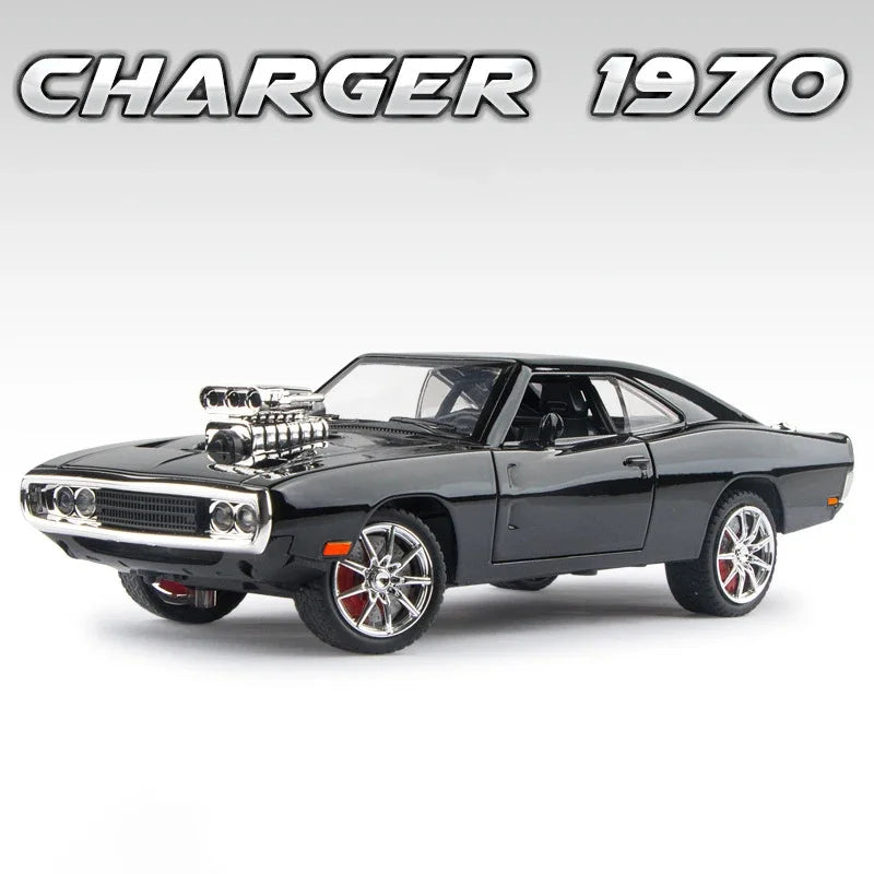 1:24 Scale Charger 1970 Alloy Car Model Toys Diecasts Metal High Simulation Vehicle with Sound and Light Car Toys Gifts for Boys