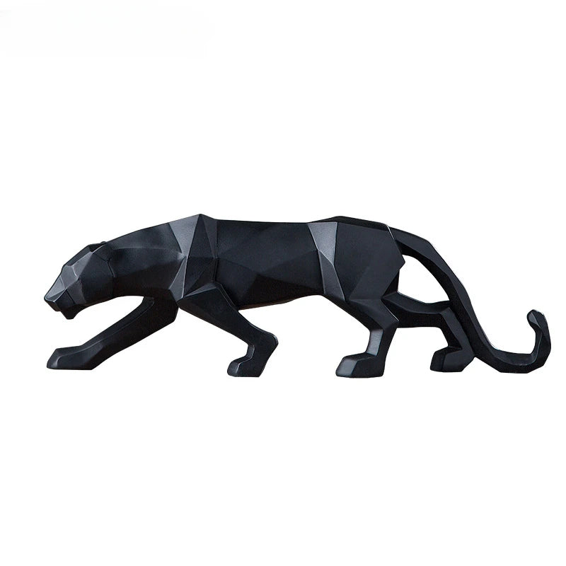 Panther-Statue, Tierfigur, abstrakter geometrischer Stil, Kunstharz, Leopardenskulptur, Heimbüro, Desktop-Dekoration, Kunsthandwerk