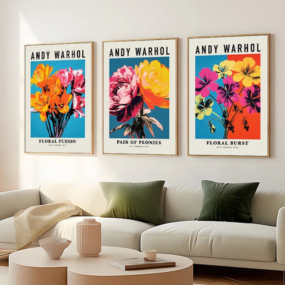 Andy Warhol Artwork Flowers Tulip Sunflowers Daisies Peony Abstract Poster Canvas Paintings Wall Art Pictures Home Decor
