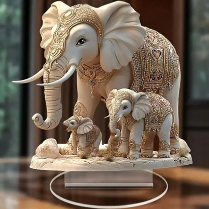 Bohemian elephant home desktop decoration with gold and white jewelry, suitable for bedroom decoration and ideal Easter gift,