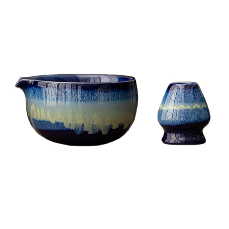 Ceramic Matcha 4-piece Set, Matcha Bowl, Matcha Brush, Matcha Cup, Blender, Tea Whisker, Standing Teaspoon, Tea Bowl Set, Japane