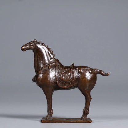 Antique Chinese Horse Metal Tang Horse Home Living Room Desktop Crafts Tea Pet Creative Animal Ornament Home Decor Desk Ornament