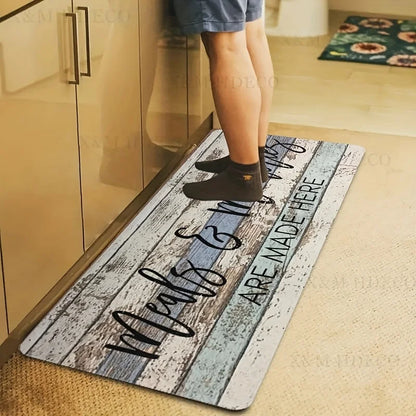 1pc kitchen decoration carpet, farmhouse non-slip machine washable flannel floor mat, suitable for porch door kitchen