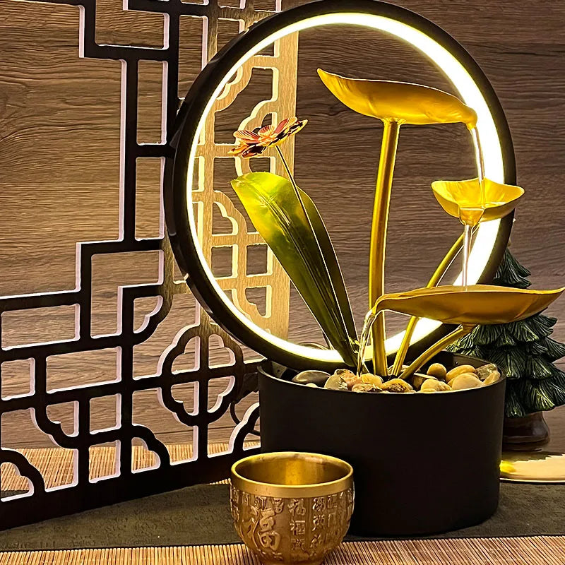 Roue de décoration de fontaine d'eau qui coule Zhaocai intérieur créatif maison salon eau en circulation pendaison de crémaillère et cadeau d'ouverture