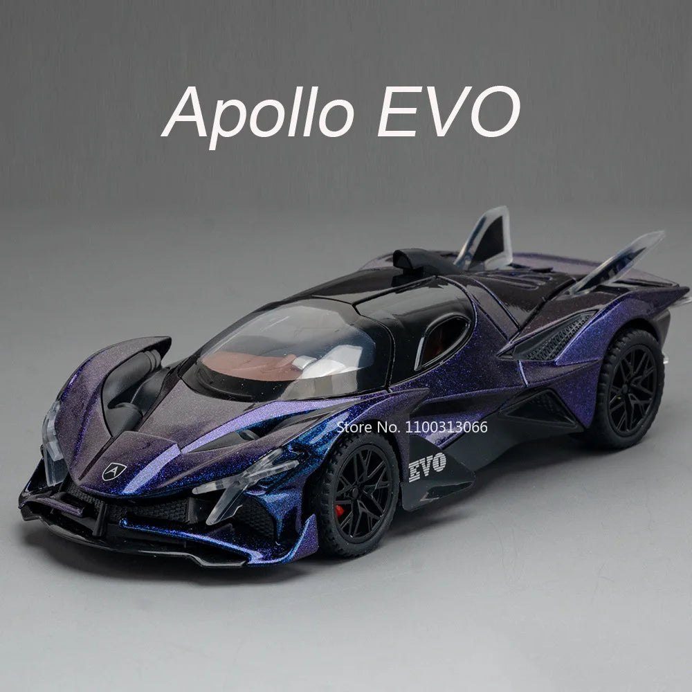 1/32 Metal Die Cast Apollo EVO Cars Model Toy with Light and Music Sports Car Toys Doors Opened Vehicles for Kids Birthday Gifts