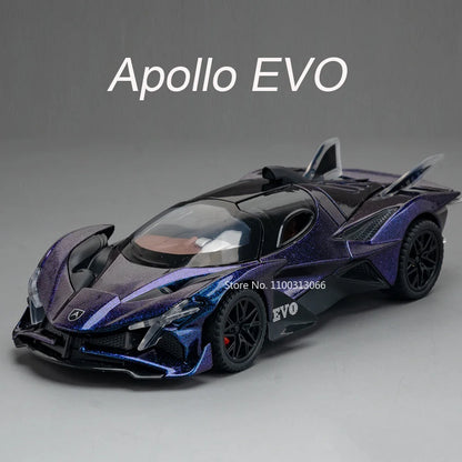 1/32 Metal Die Cast Apollo EVO Cars Model Toy with Light and Music Sports Car Toys Doors Opened Vehicles for Kids Birthday Gifts