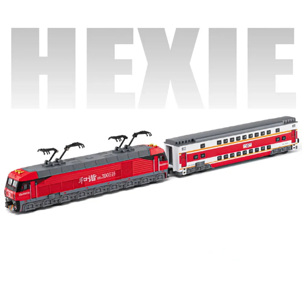 1:87 Scale DONGFENG HEXIE Train Models Cars Toy Alloy DIecast 4 Doors Opened Light Music Electric Trains Kids Educational Toys
