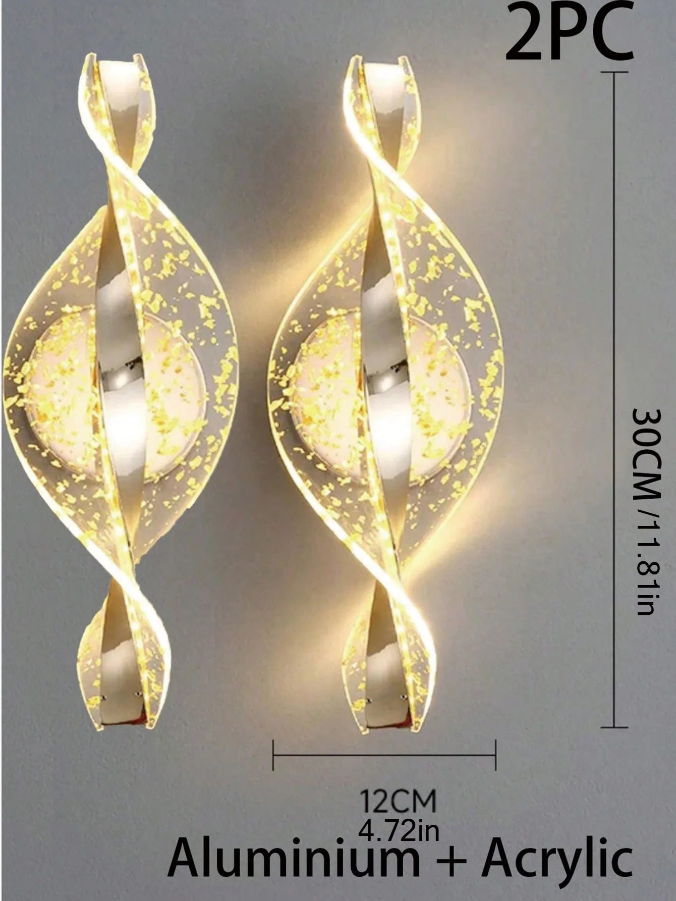 1pc/2pc LED Light Luxury Gold/Black Acrylic Wall Sconce for decorating living room back wall,bedroom bedside home decor lighting
