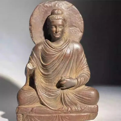 Gandhara Art Buddha Statue Exquisite Classical Retro Buddha Sitting Statue Ornament Home Art Figurine Decoration Room Decor