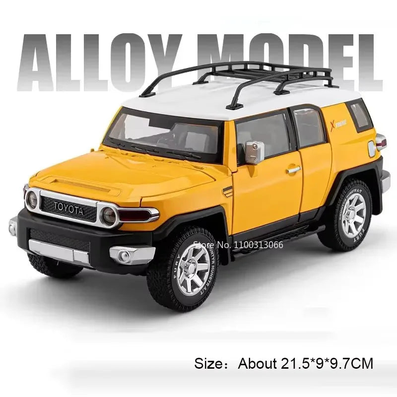 1:24 Coaster FJ LAND CRUISER Models Toys Cars Light Music Pull Back Vehicle Rubber Tires Miniature Car for Kids Collection Gifts