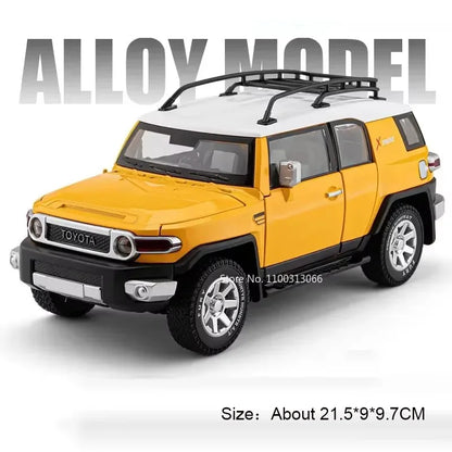 1:24 Coaster FJ LAND CRUISER Models Toys Cars Light Music Pull Back Vehicle Rubber Tires Miniature Car for Kids Collection Gifts