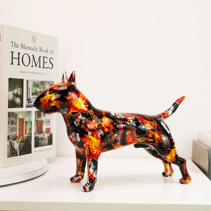 Art Creative Simple Colorful Bull terrier Small English Resin Dog Crafts Home Decoration Color Modern Office Desktop Craft