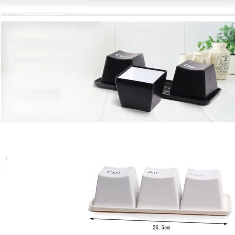 3-teiliges Set, kreative Tastatur-Teetasse, Büro-Kaffeetassen, schwarze Farbe, Strg-Entf-Tasten, Tassen, Werbegeschenke, Messen, Hochzeit