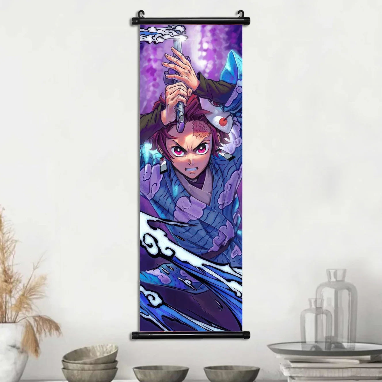 D-Demon Slayer Kamado Tanjirou Scroll Canvas Wall Hanging Painting Home Decor Anime Poster Wall Room Decoration Decro Wallpaper